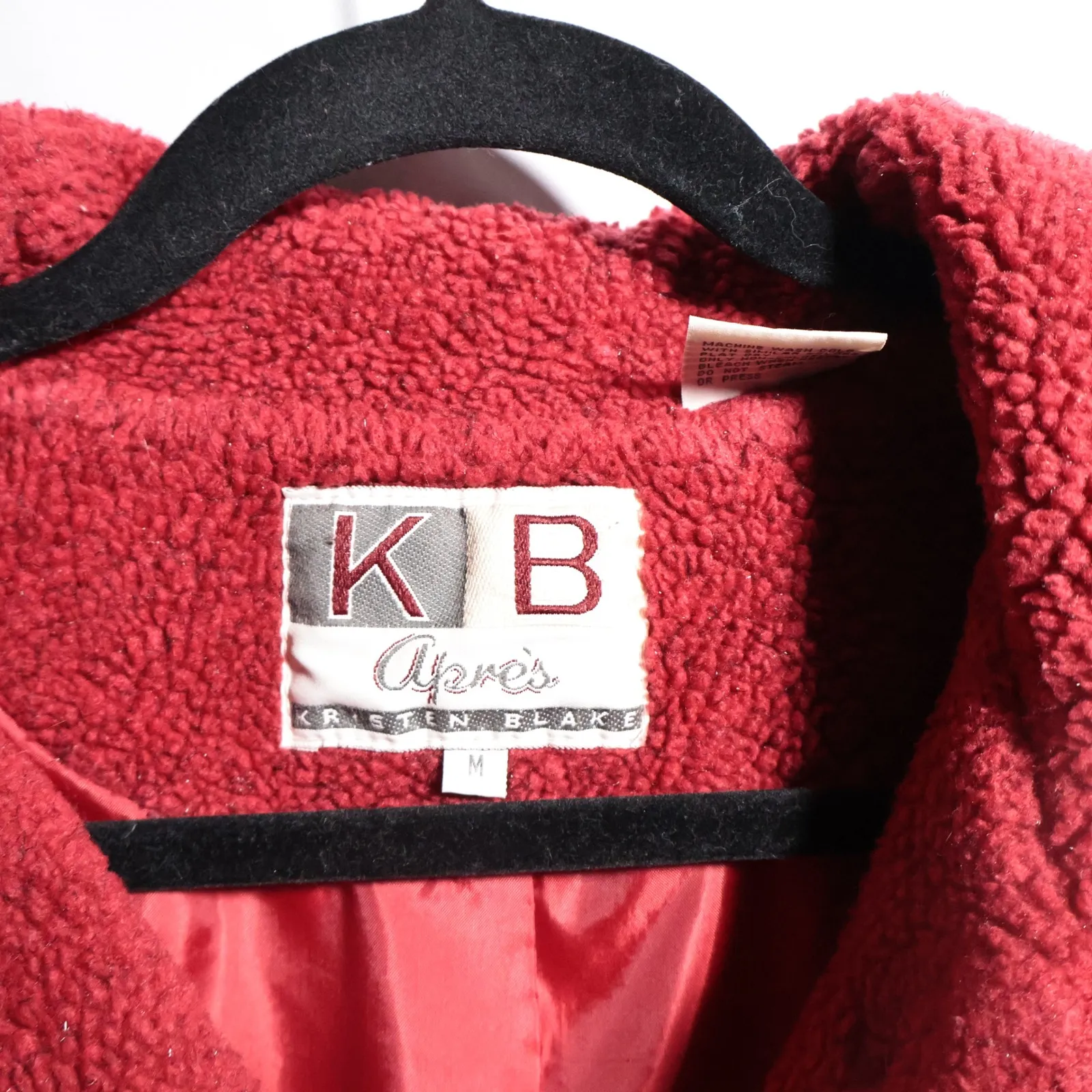 VTG‎ KB Kristen Blake Womens Red Sherpa Fleece Button Front Teddy Jacket M 90s Size M - Image 2