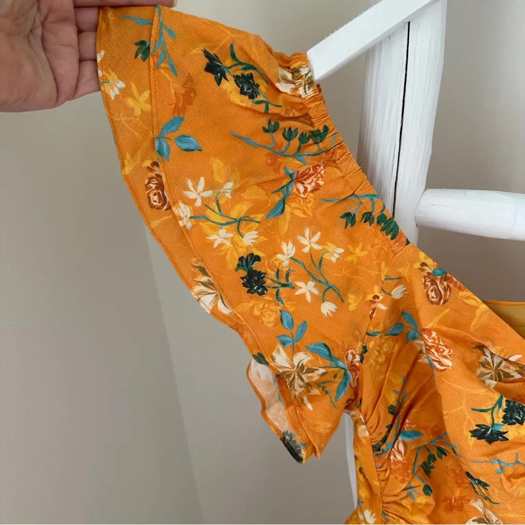 SOLID & STRIPED The Renata cutout orange floral-print linen-blend mini dress - Image 8