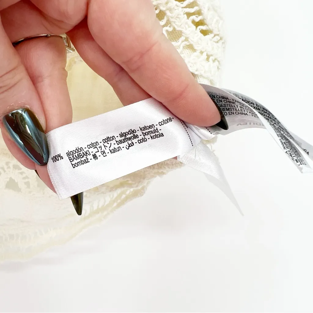 Zara Jacquard‎ Button Back Tank Top M Cream - Image 6