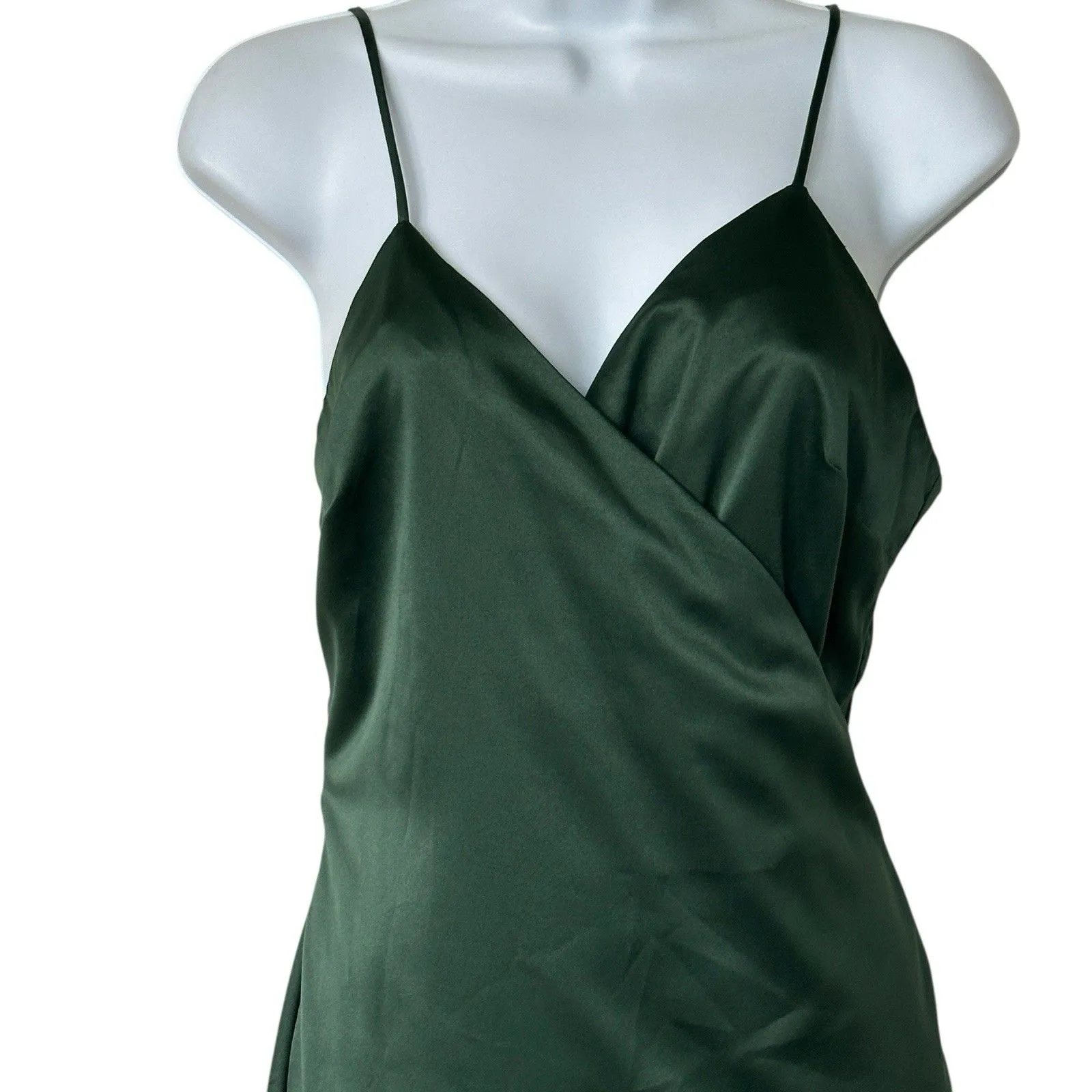REVOLVE MAJORELLE Green Nina Satin Wrap Mini Spaghetti Strap Dress Women's Large - Image 5