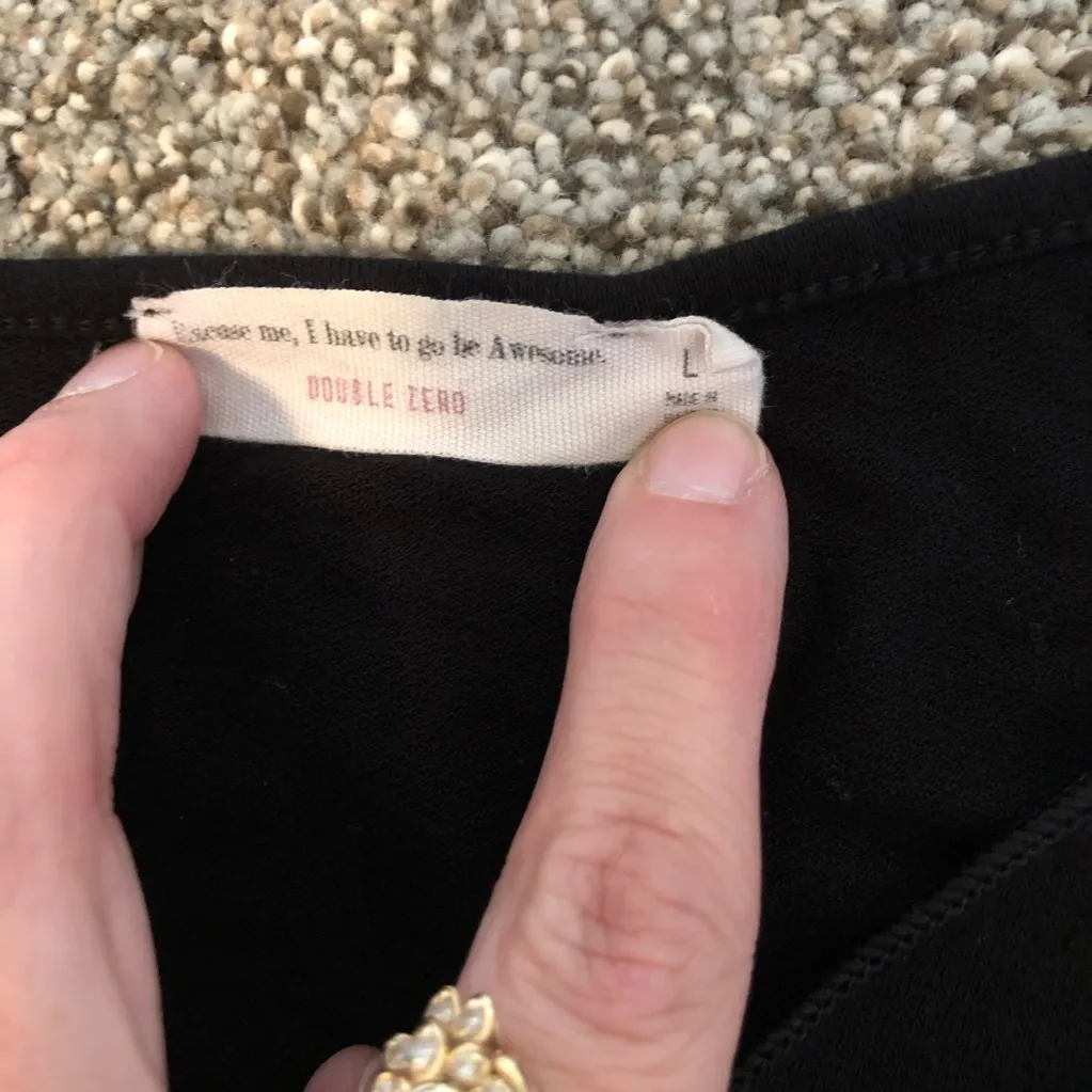 Double Zero black long sleeve faux wrap style blouse large - Image 5