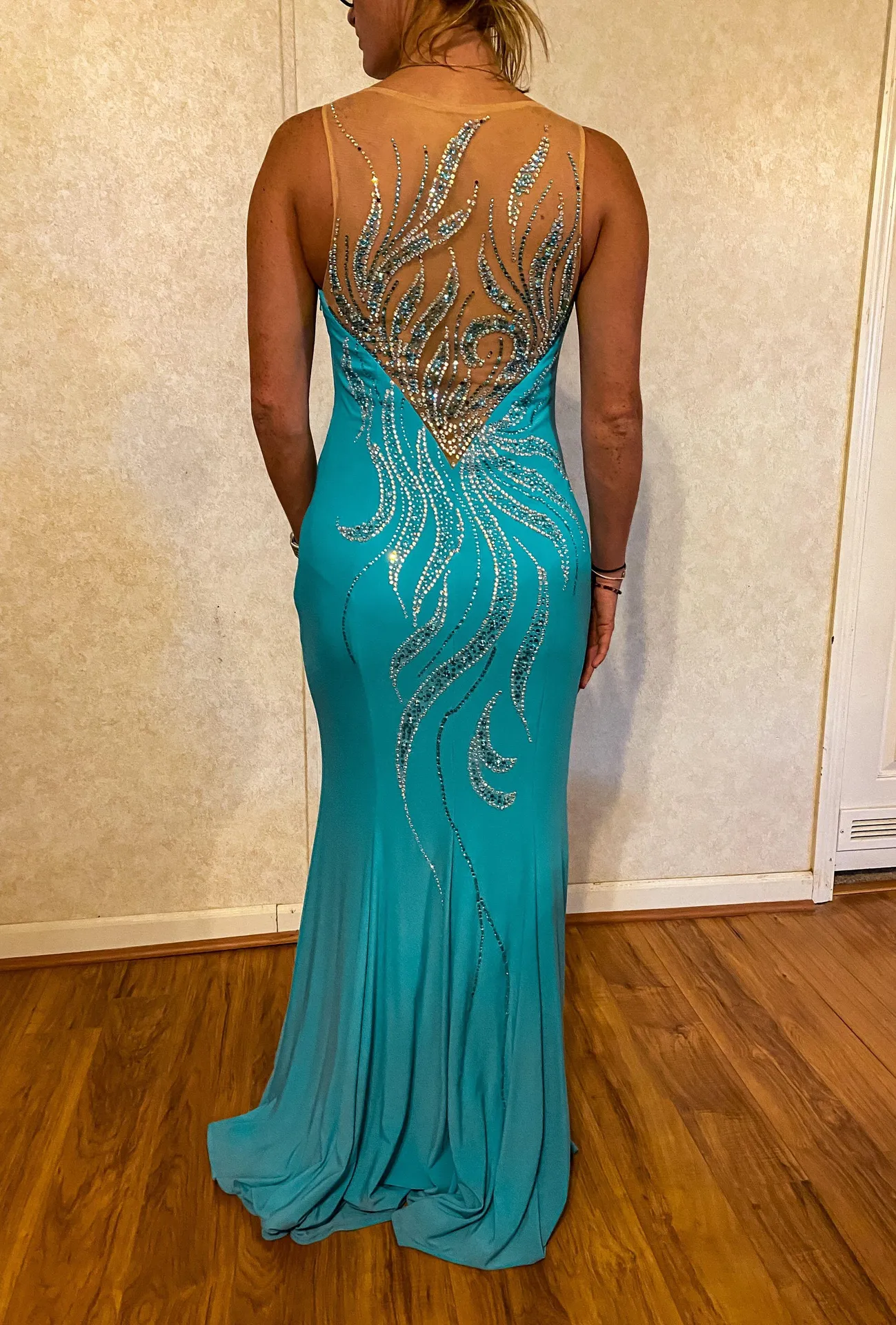 Turquoise Gown Blue Size 8 - Image 3