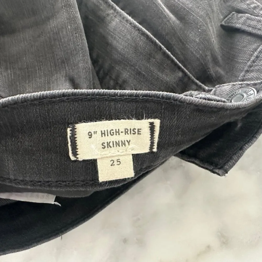 Paige Skyline Ankle Peg Black Slashed Knee 25 Skinny Jeans Distressed - Image 6