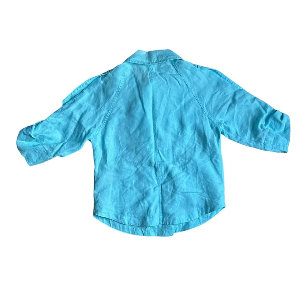 Chico's  Womens Size Small 100% Linen Blue Blazer Jacket - Image 6