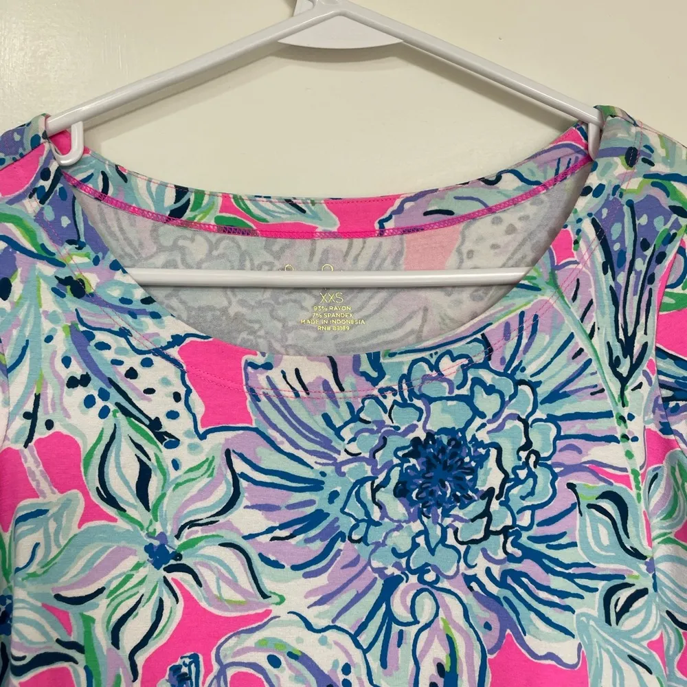 Lilly Pulitzer Floral Print Shift Dress with Bell Sleeve. Tropical. size XXS - Image 5