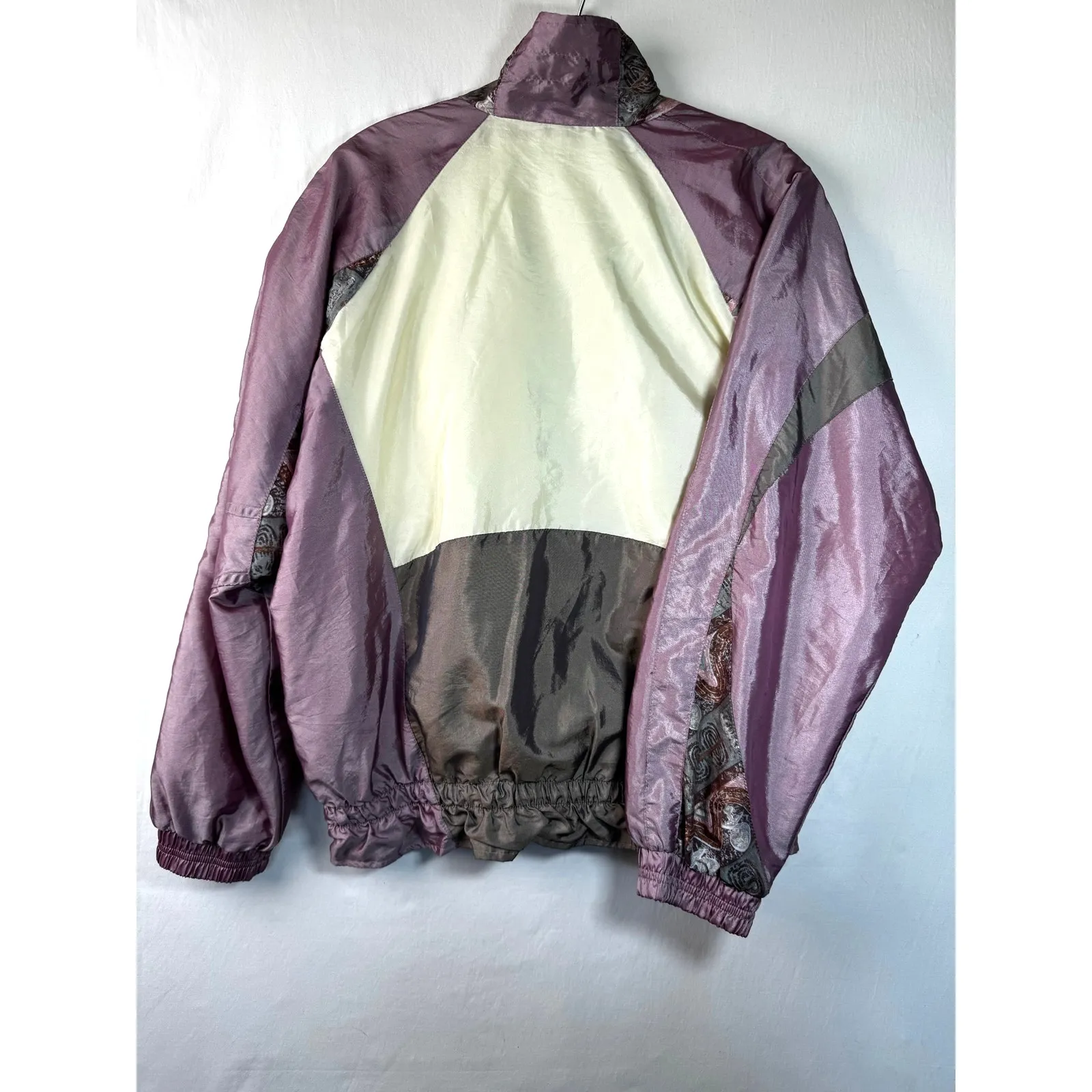 Vintage 80s 90s Streetwear Westport Purple Gray Cream Colorblock Windbreaker M - Image 6