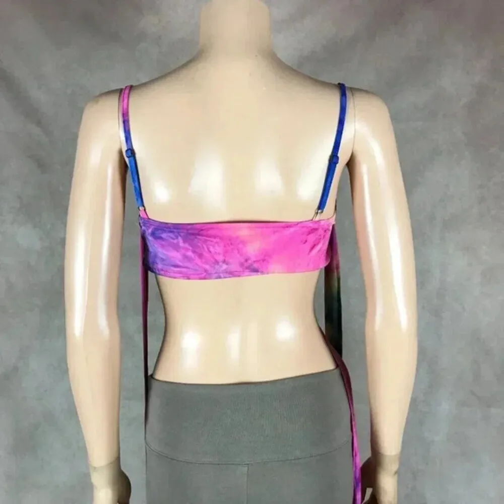 Tie Dye Padded Wrap Around Bikini Top Size 6 Medium - Image 10