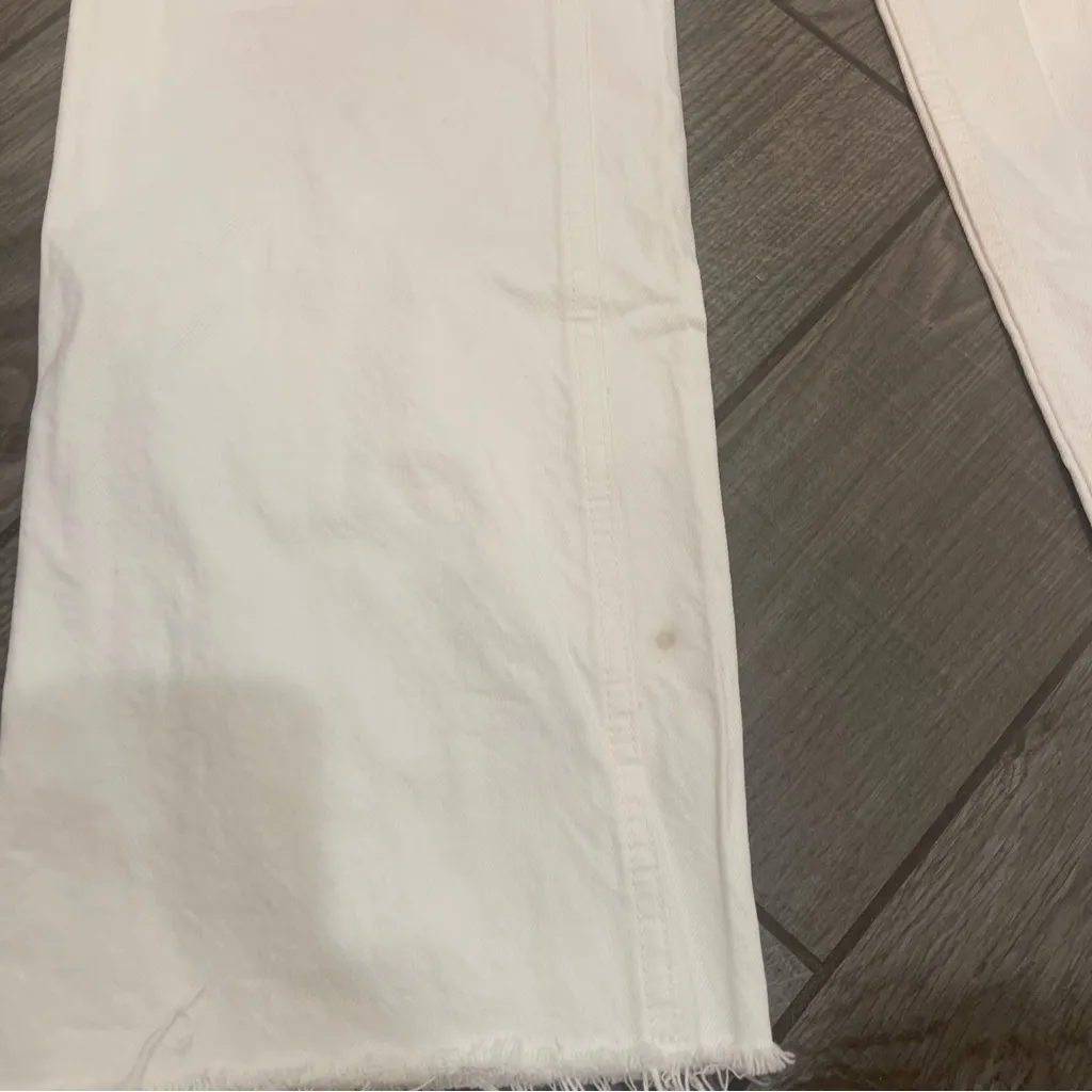 Zara Wide Leg Full Length High Rise White Jeans - Image 4