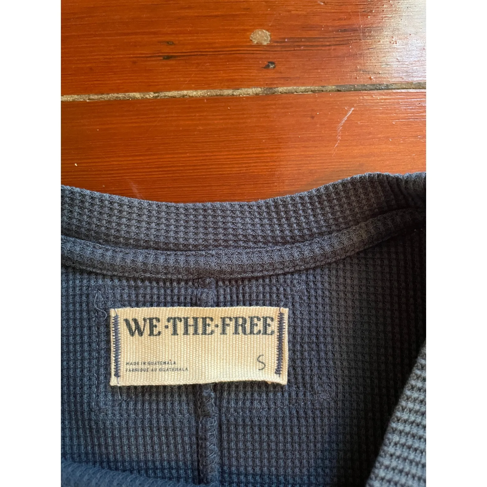 Free People We The Free Thermal Waffle Knit Long Sleeve Top NWT Small Dark Blue - Image 9