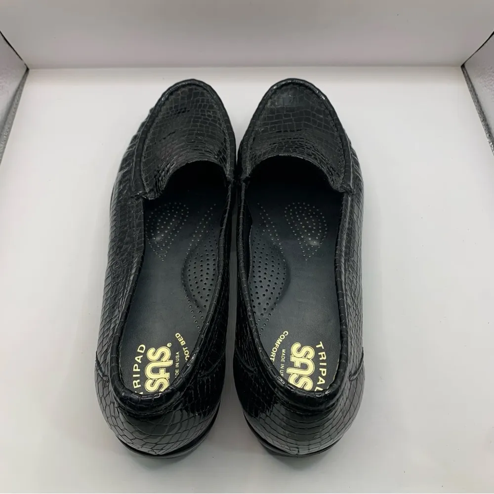 SAS Simplify Black Croc Print Leather Round Toe Slip on Loafers Shoes Sz 9N - Image 5