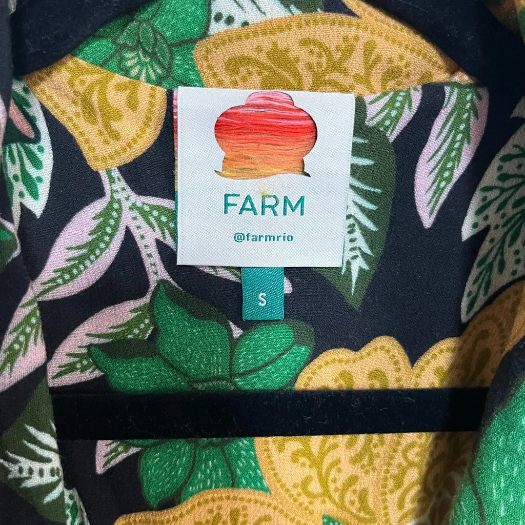 FARM Rio Anthropologie  Black Garden Maxi Dress fall colors sz S - Image 6