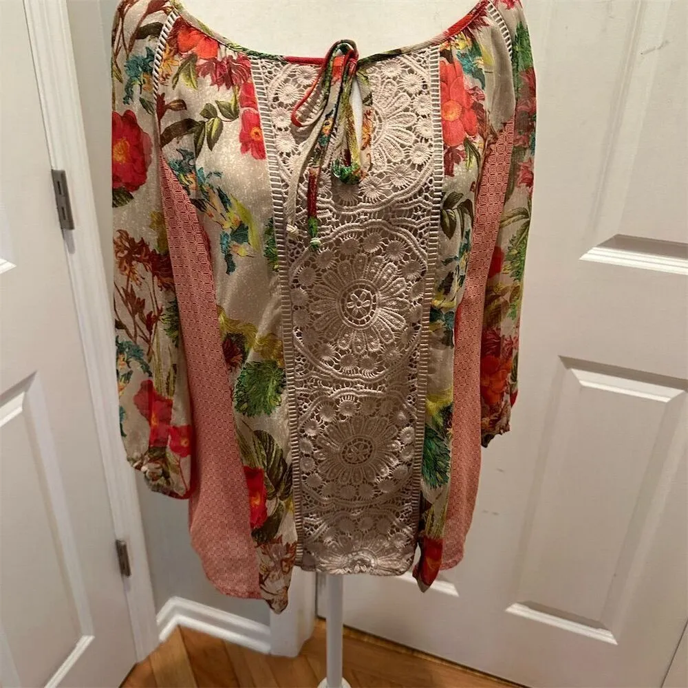 Meadow Rue Anthropologie Beige Floral Key - Image 12