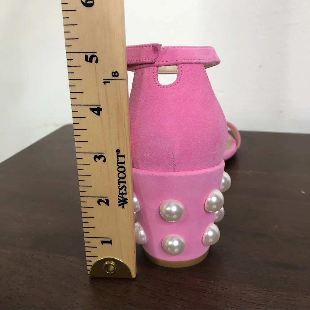NEW Stuart Weitzman Simple Pearls Pink Suede Open Toe Sandals Women's Size 8.5 - Image 11