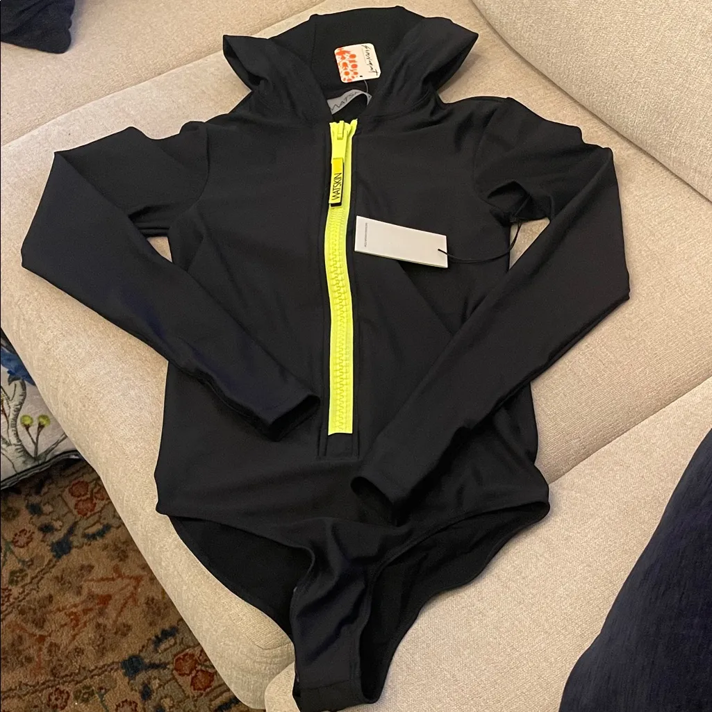 Free People x Watskin Lola Surfsuit Womens Swimwear Athleisure Outdoors Beach Black - Image 2