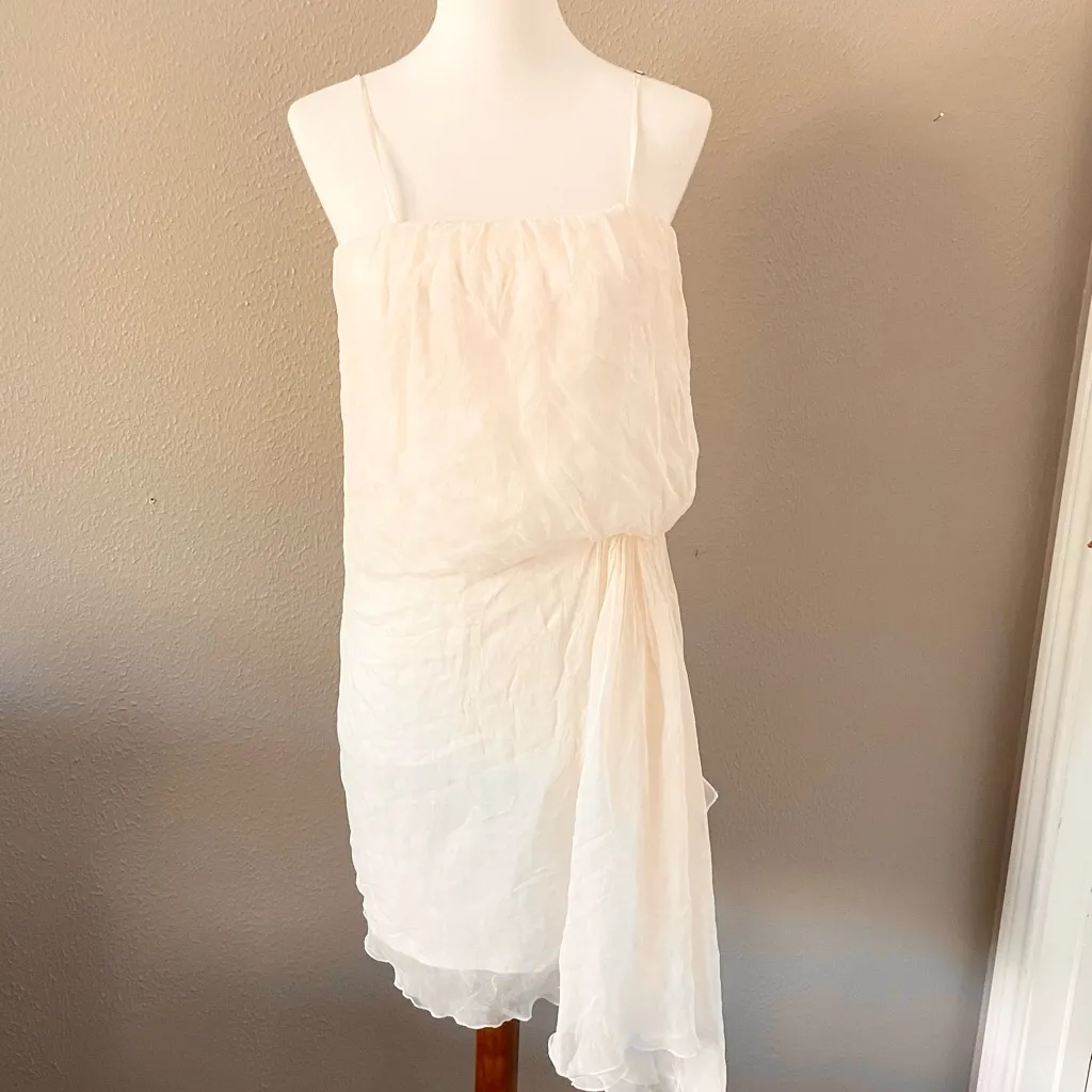 Alice + Olivia Silk Cream Mini Dress - Image 4