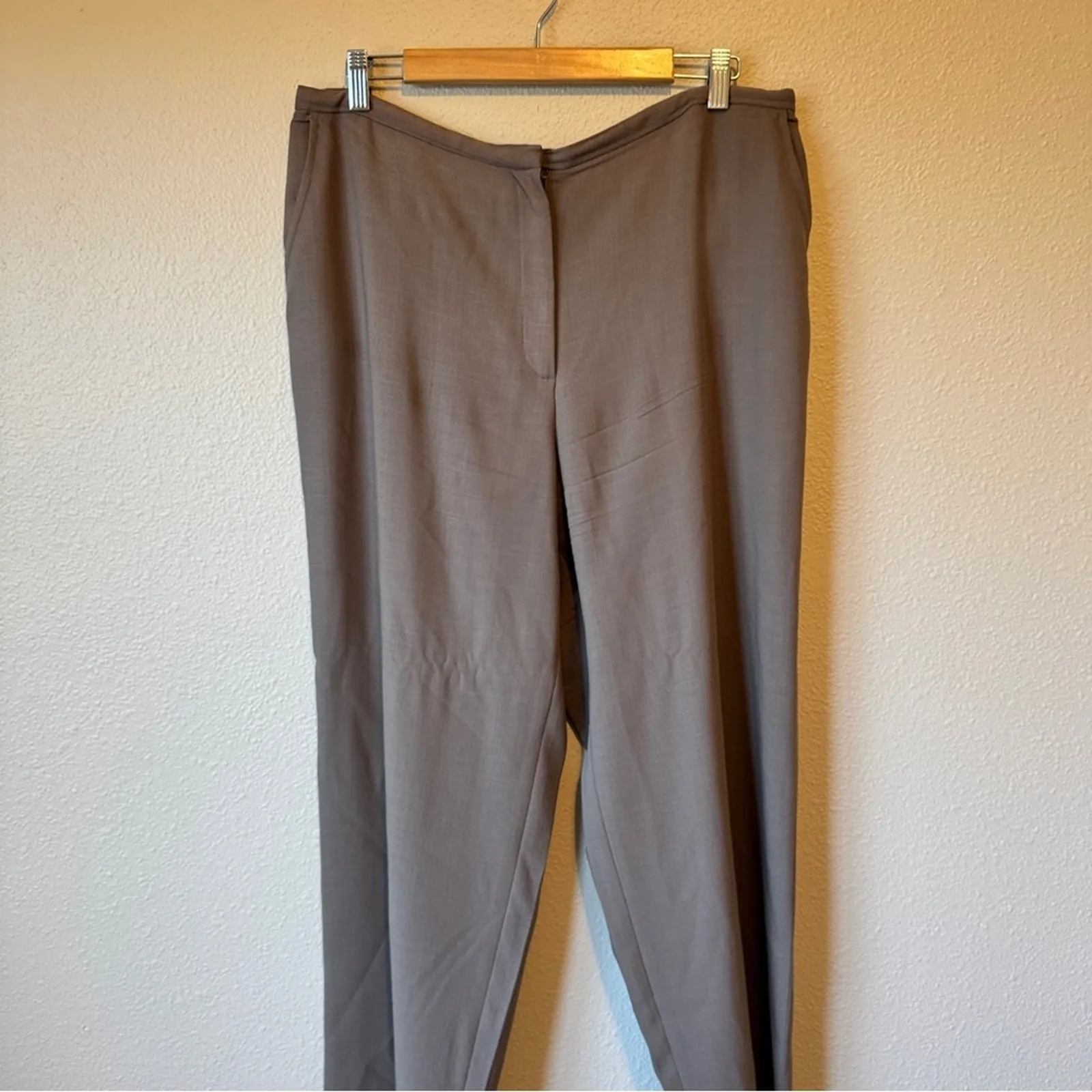 Eileen Fisher Brown Wool Straight Leg Trouser Dress Pants Womens L Lagenlook - Image 2
