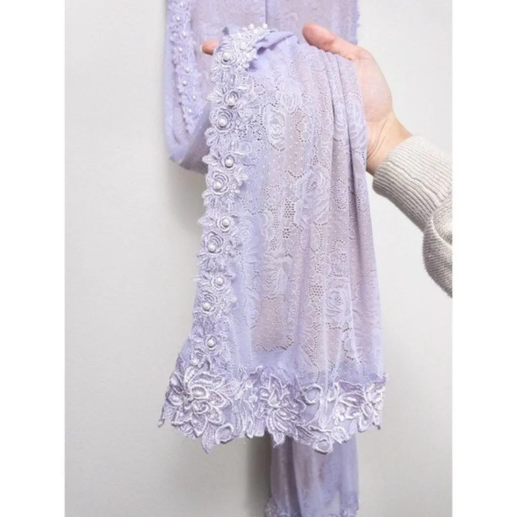 NEW Boys Lie x Yung Reaper Lace Low Rise Pant M Purple Lilac Sheer Pearl - Image 8