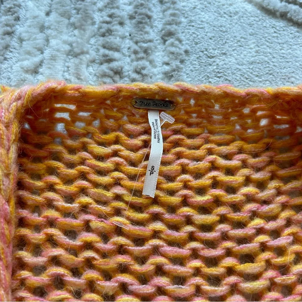 Free People  Orange Hometown Cardigan Chunky Knit Sweater Oversized Boho Size S - Image 7