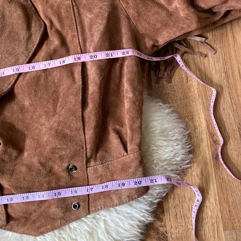 Vintage g4000 Western Leather Jacket w/ Conchos & Fringe Snap Closure Sz M Size M - Image 9