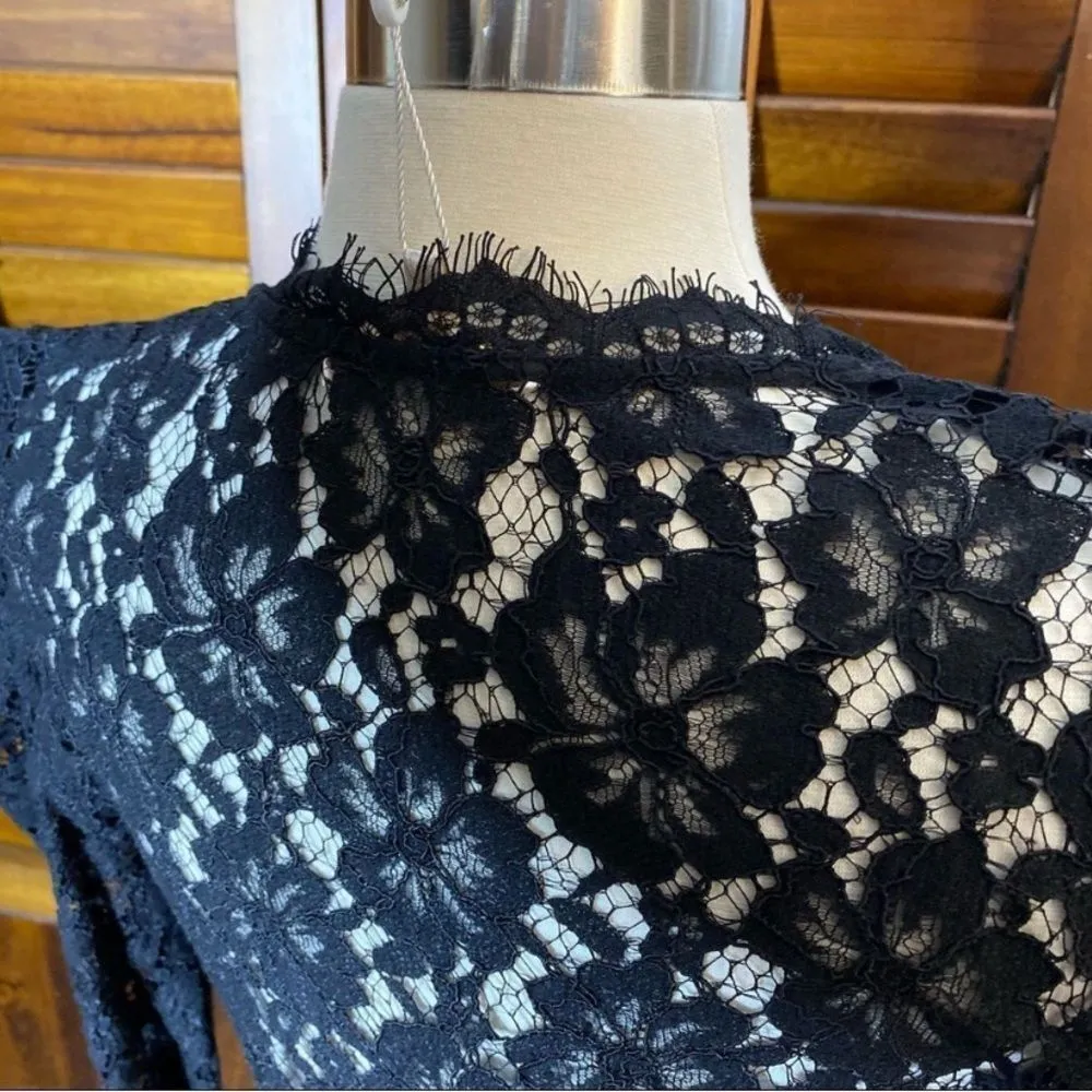 WAYF Spencer Black Lace Puff Sleeve Mini Dress - Image 6