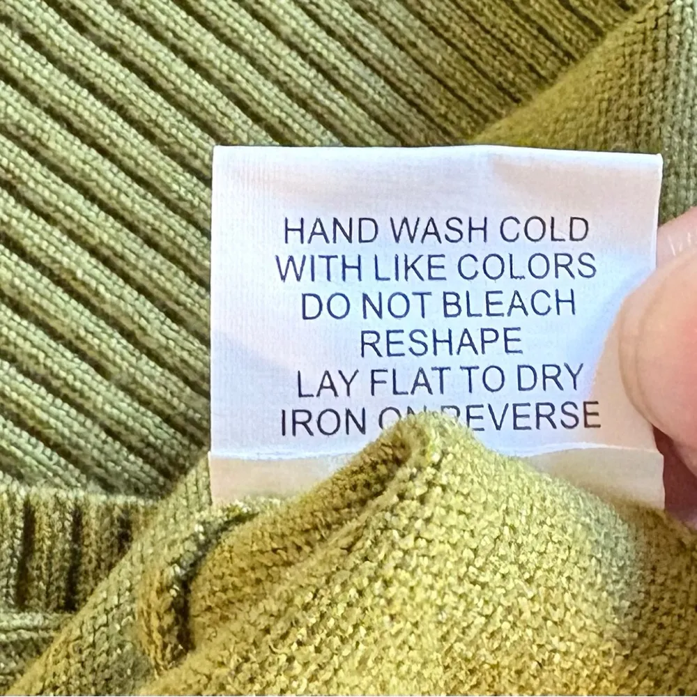 NWOT NOTATIONS Olive Green Fringe Cowl Neck Elbow Sleeve Sweater Womens 1X💚 - Image 9