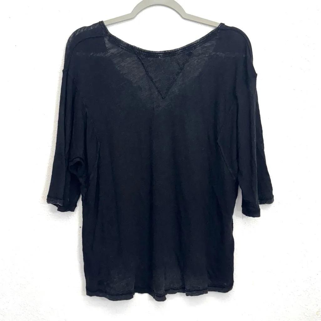 Free People We the Free Head In The Clouds Linen Blend Tee Black Size Small - Image 12