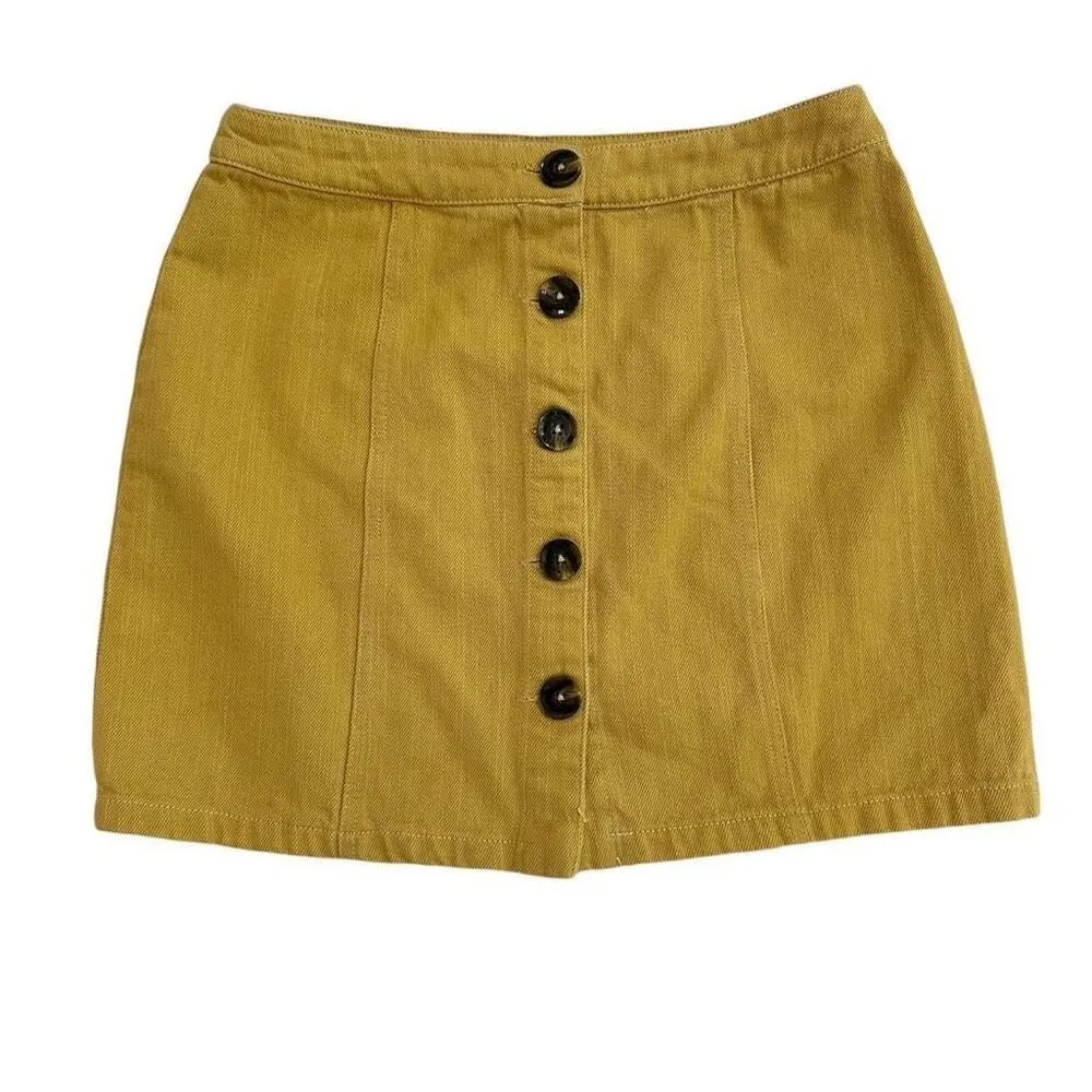 Womens Newbury Kustom Mustard Yellow Button Down Mini Skirt - Sz S - Image 2