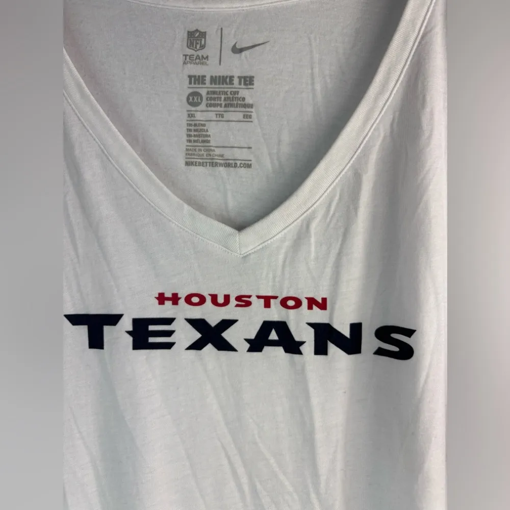 Nike XXL Houston Texans V-Neck White Short Sleeve Tee Athletic Wear - Image 2
