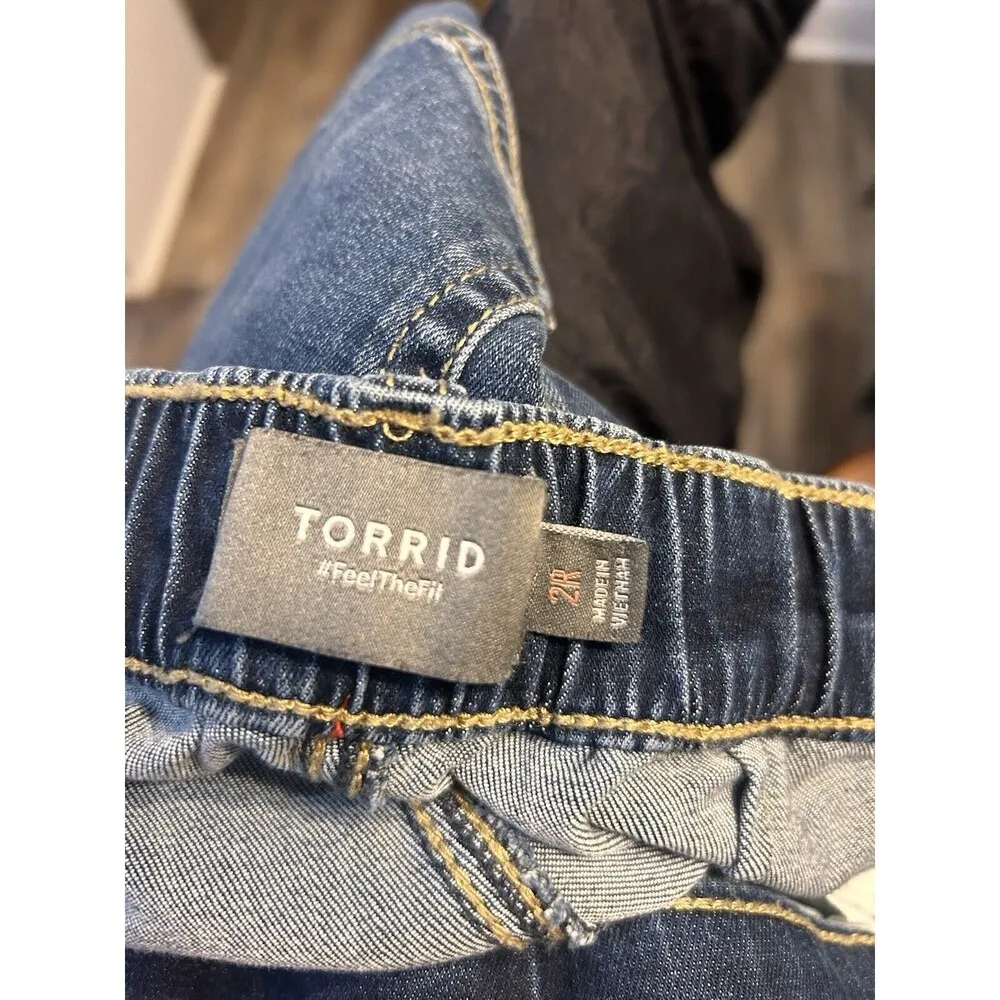 Torrid Mid Rise Straight Leg Pull On Jeans Women Elastic Waist Distressed 2X Reg - Image 2