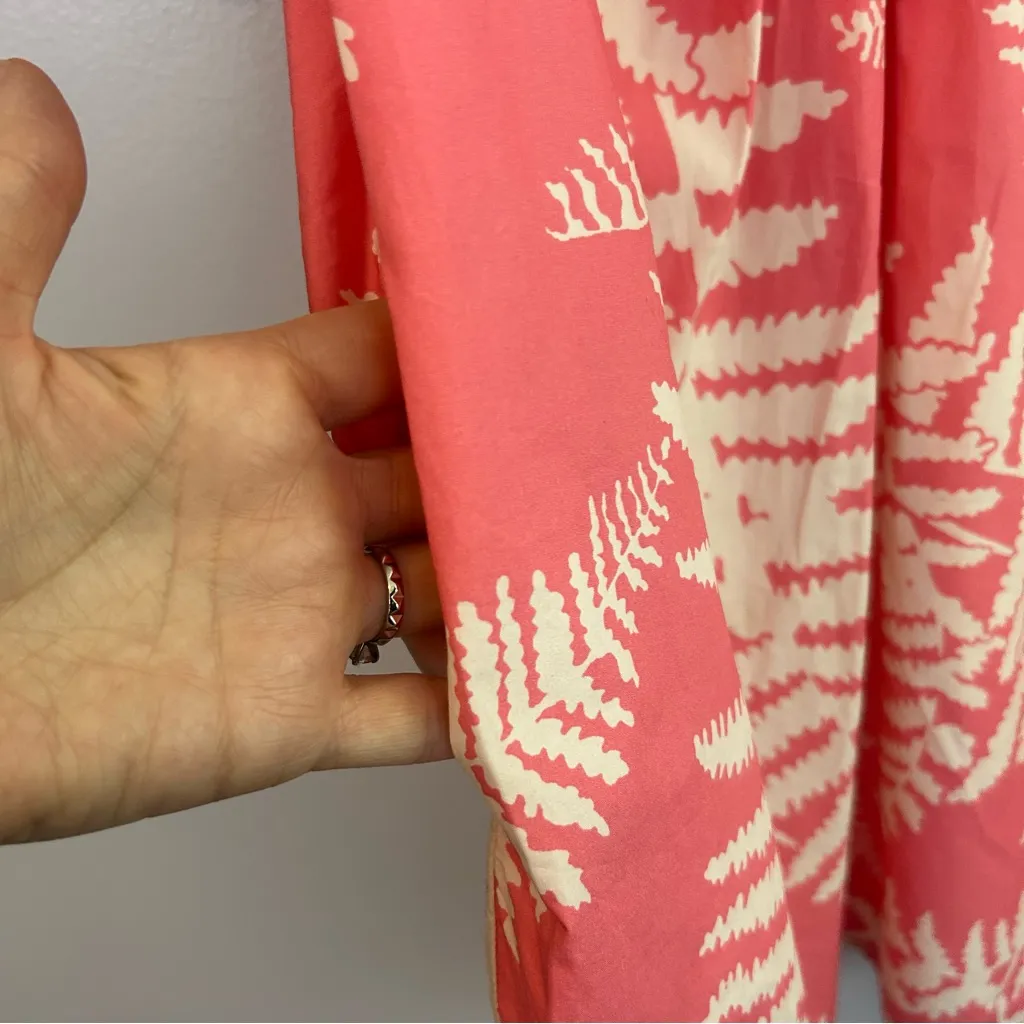 Flora Bea Stefanie Pink Tropical Print Shift Short Sleeve Mini Dress Size Small - Image 10