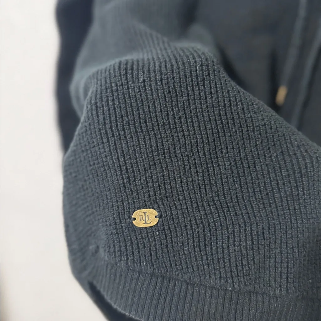 Lauren Ralph Lauren Solid Black Waffle Knit Cowl Neck Sweater - Image 5