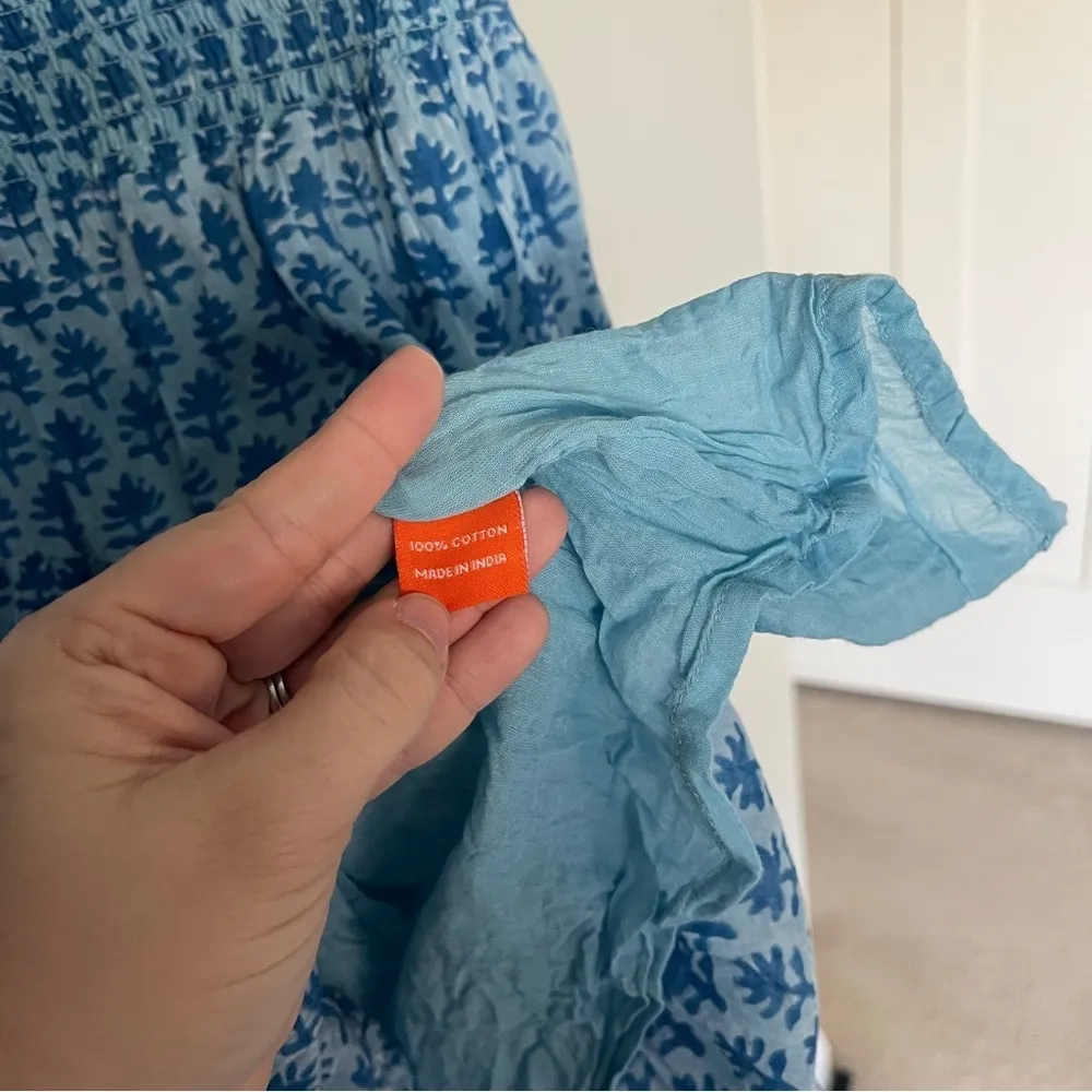 Oliphant SMOCKED FLIRTY DRESS FERN BLUE Ruffle sleeveless - Image 5