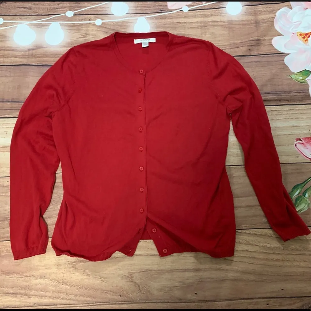 3/$22🌞 Liz Claiborne Red Button Down Cardigan - Image 2