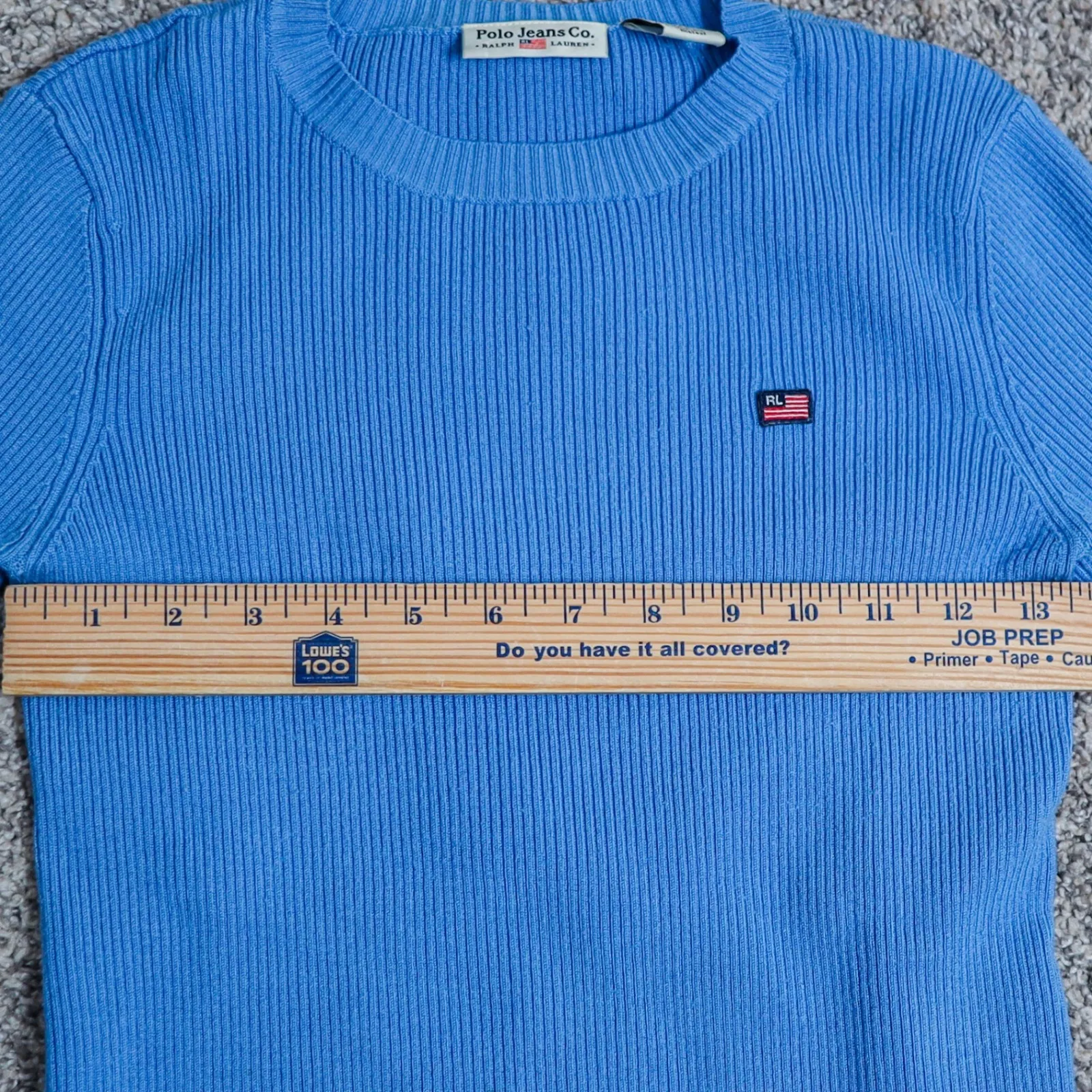 Polo Jeans Co Ralph Lauren Y2K Blue Ribbed Baby Tee Long Sleeve - Image 6