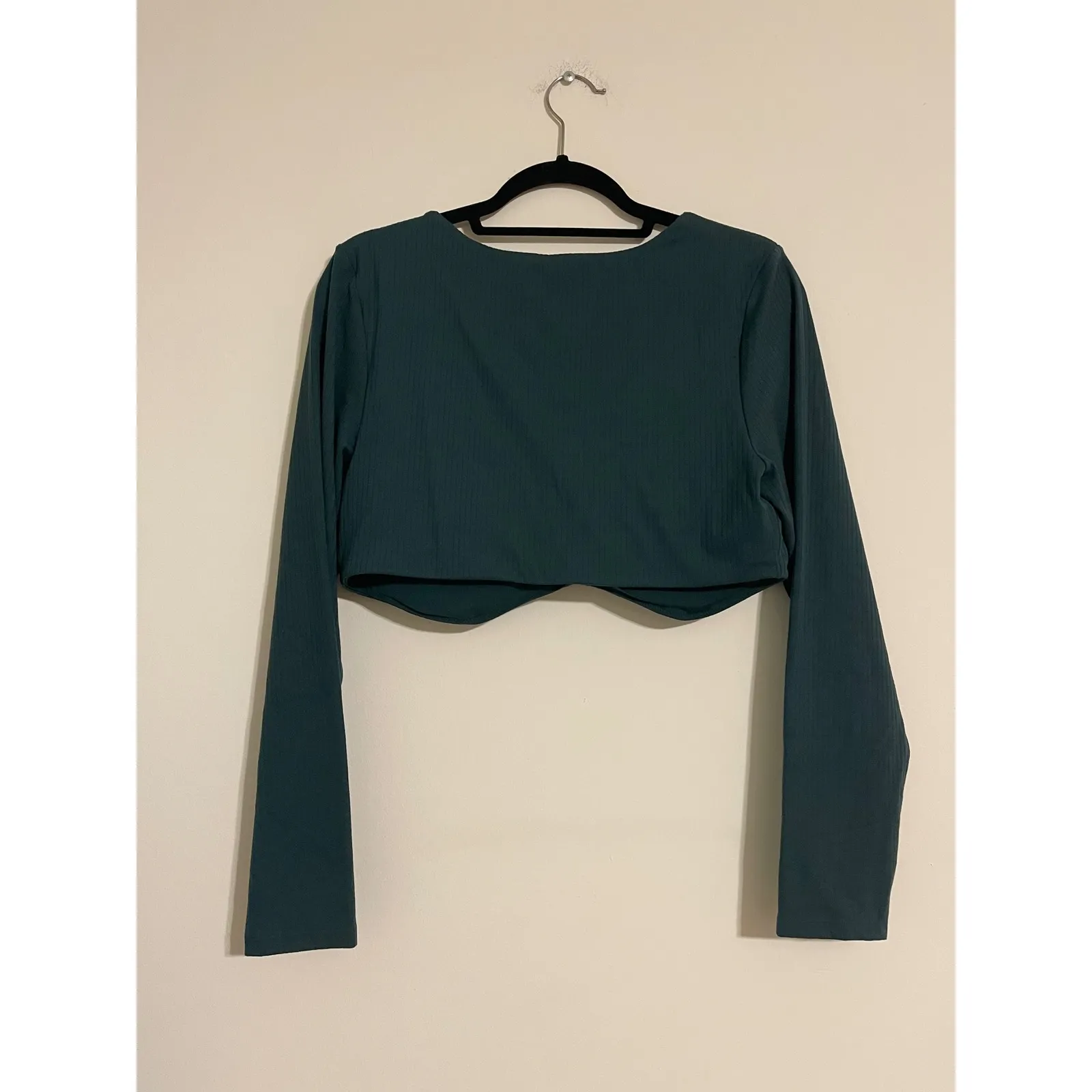 OFFLINE by Aerie Teal Ribbed Cropped Long Sleeve Top XL TG Green - Image 2