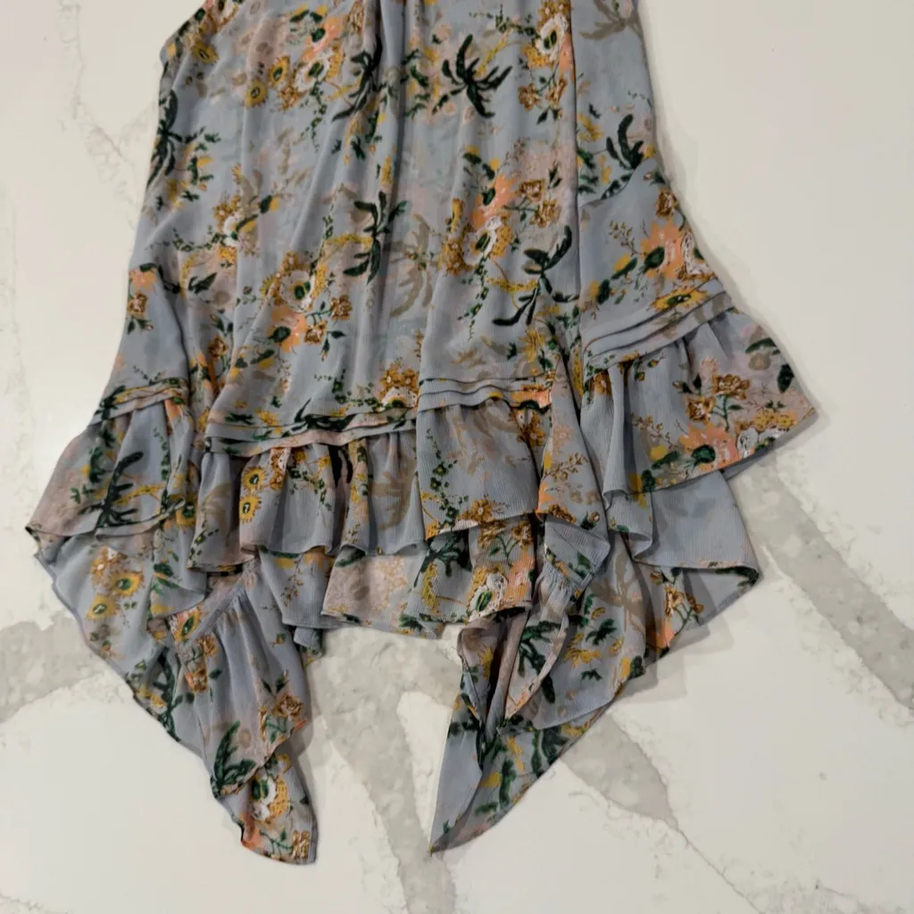 Maeve Anthropologie Magda Ruffle Floral Printed Sheet Tunic Blouse Women’s Large - Image 7