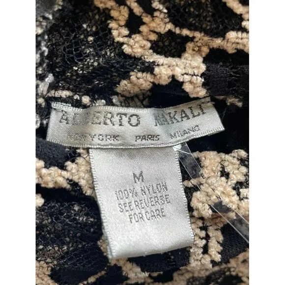 Alberto Makali Black & White Lace Turtleneck Long Sleeve Top Gothic Victorian M - Image 5