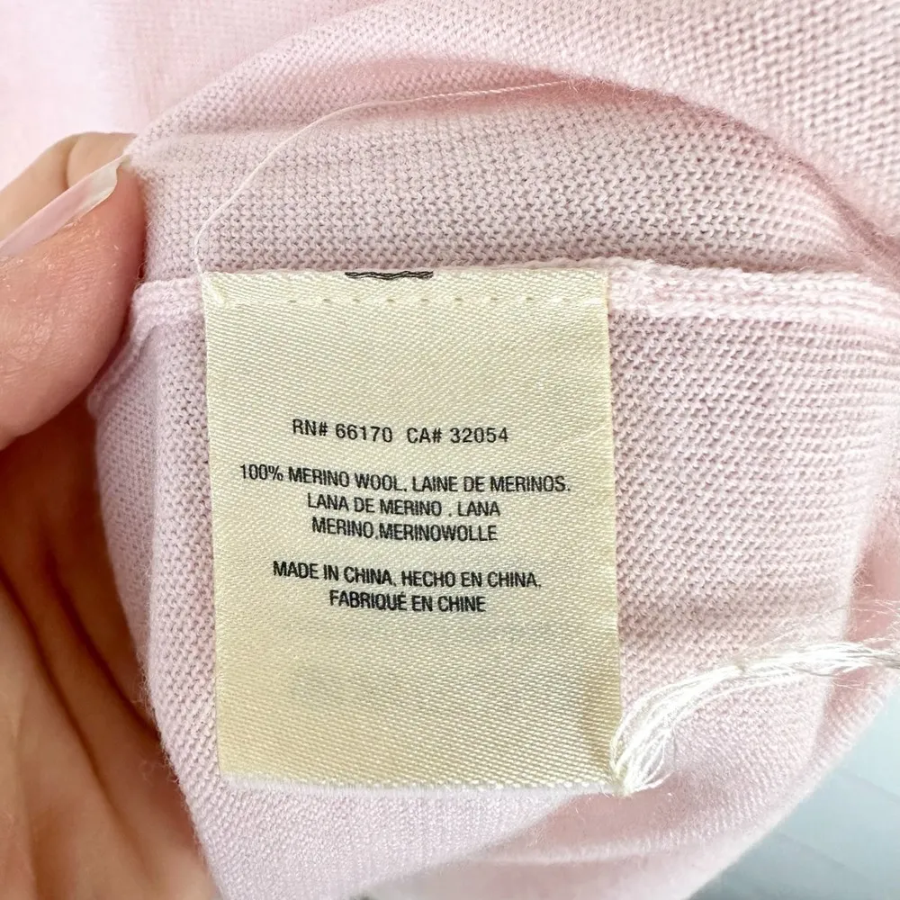 Anthro Moth Clare V-Neck Merino Wool Dolman Sleeve Sweater Lt Pink Size Medium - Image 6