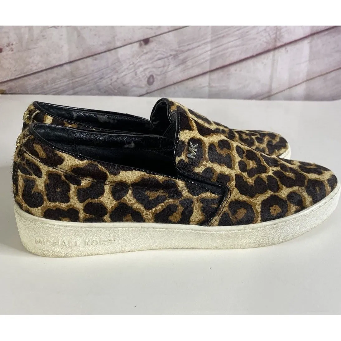 Michael Kors Keaton Leopard Real Calf Hair Slip-On Sneaker Women’s Size 8 1/2 - Image 9