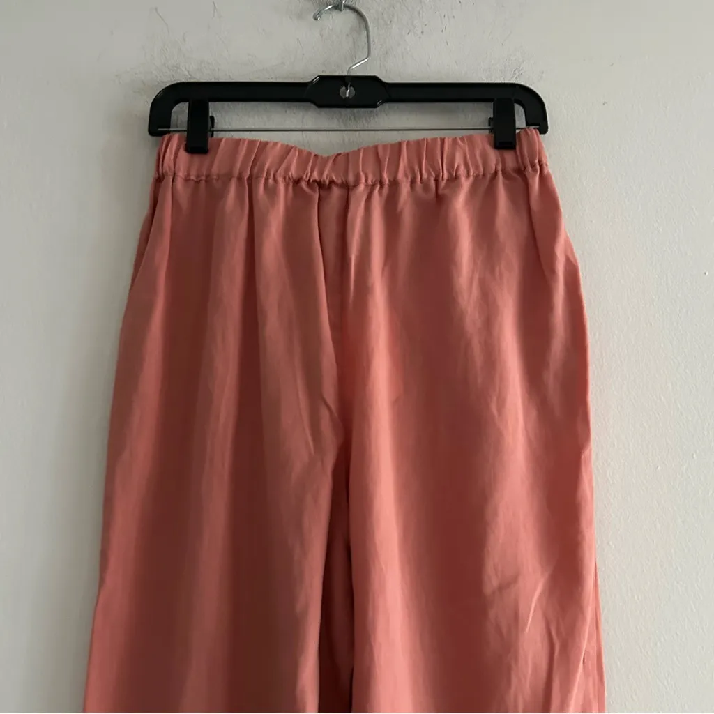L'Academie Peach Tencel Linen Blend Pull On Straight Leg Pants Sze Small Coastal - Image 3
