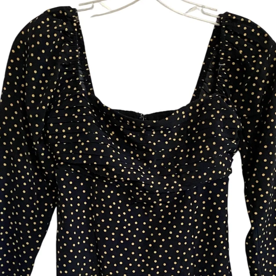 Abercrombie‎ & Fitch Emerson Square-Neck Long-Sleeve Mini Dress Polka-Dot Black - Image 5