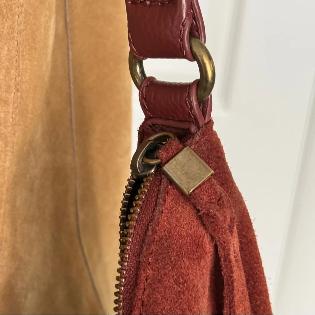 Women's Sequoia Leather Large Hobo Bag-Rust Suede or Brick Rust. - Image 8