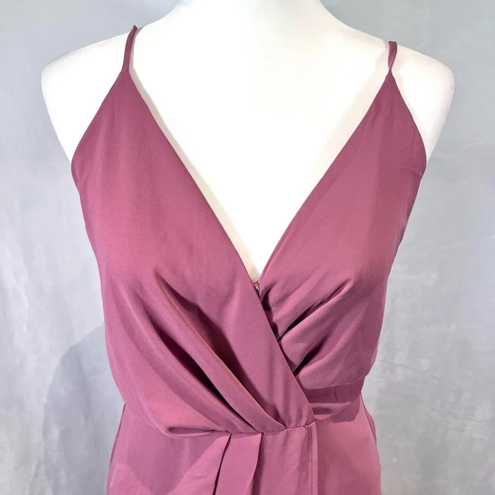 Lush dusty rose pleated faux wrap maxi dress size small - Image 3