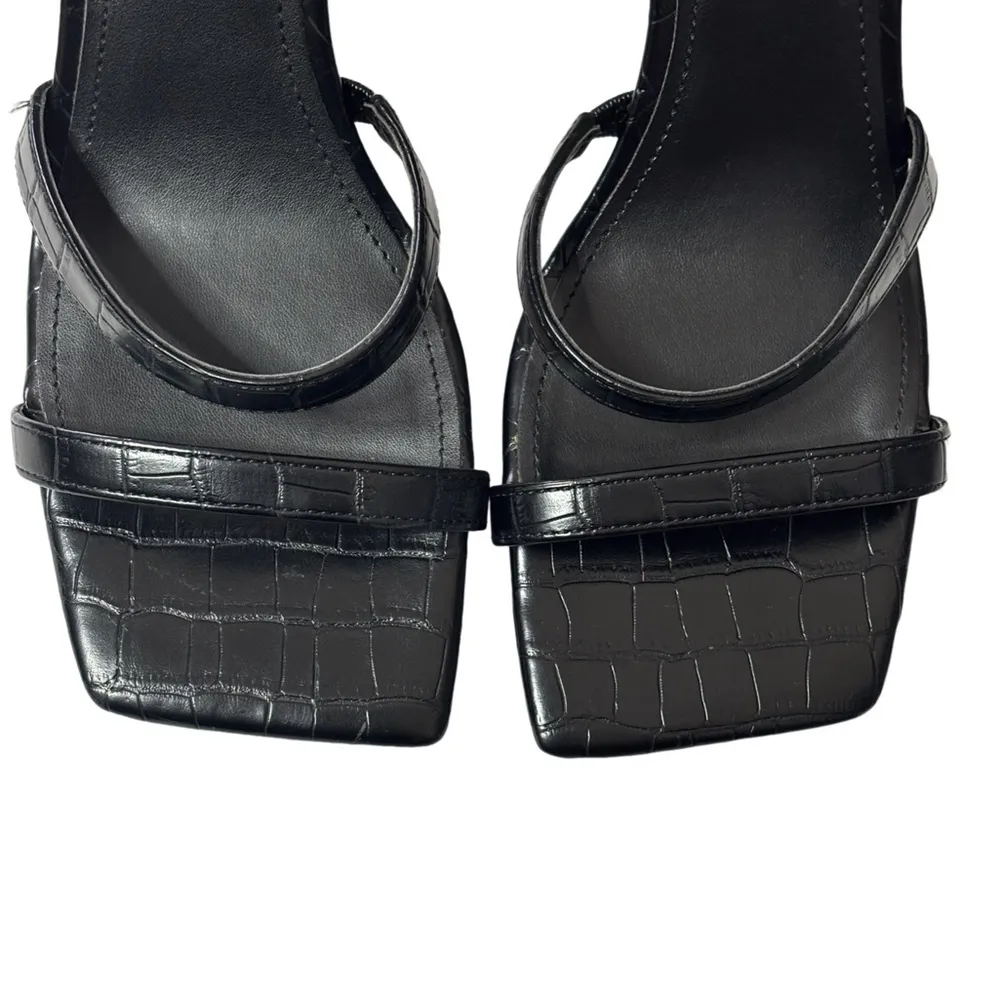 Marc Fisher Deric 2 Croc Embossed Square Toe Ankle Strap Heel - Image 5