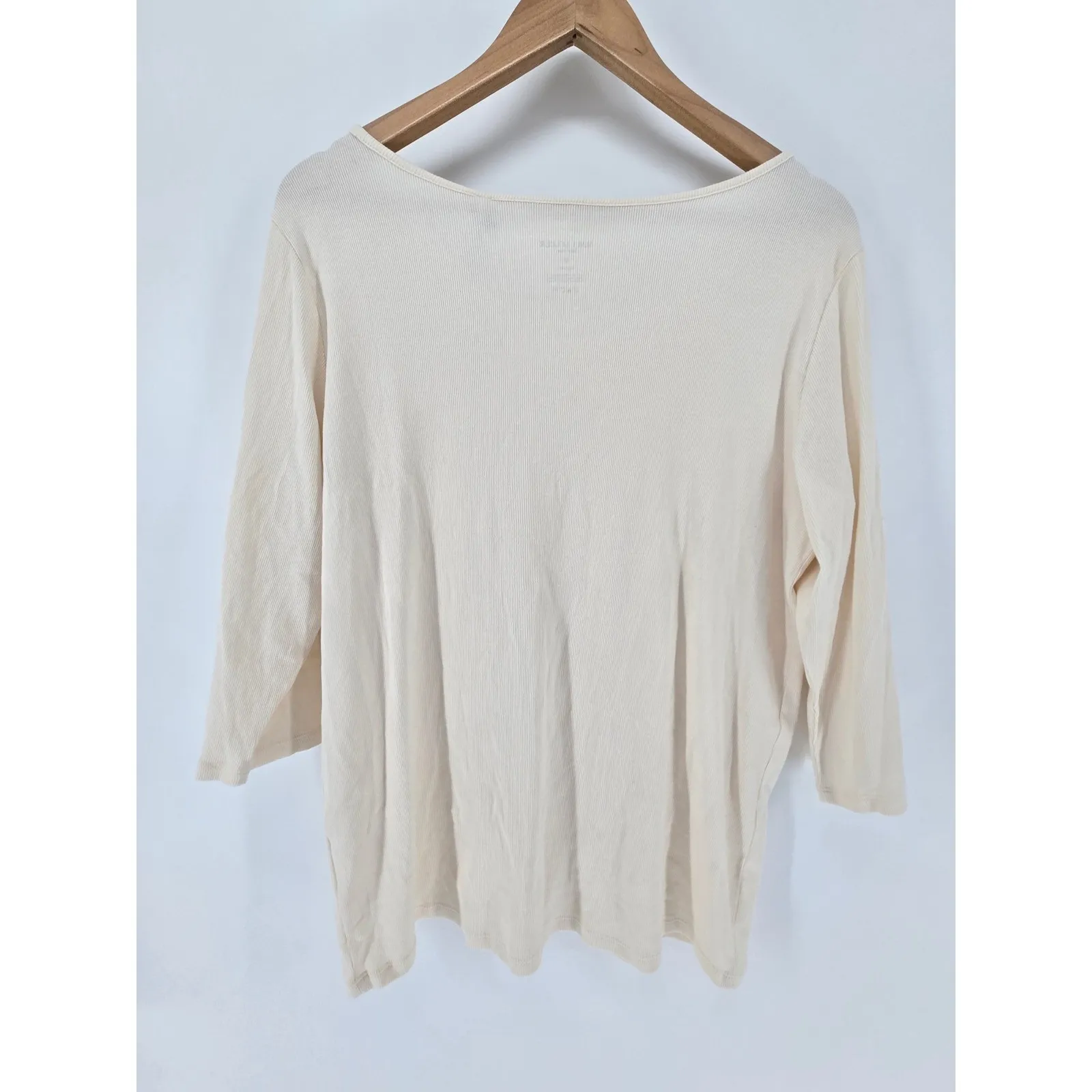 M. M. LaFleur New York Cream‎ Ribbed Cotton Spandex 3/4 Sleeve Top Shirt XXL - Image 6
