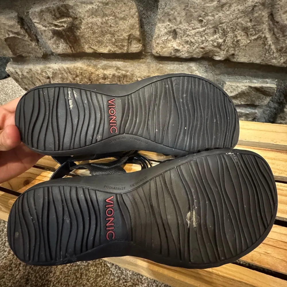 Women's Vionic Rest Talulah Leather Sandals Black‎ Size US 7.5 Black - Image 3