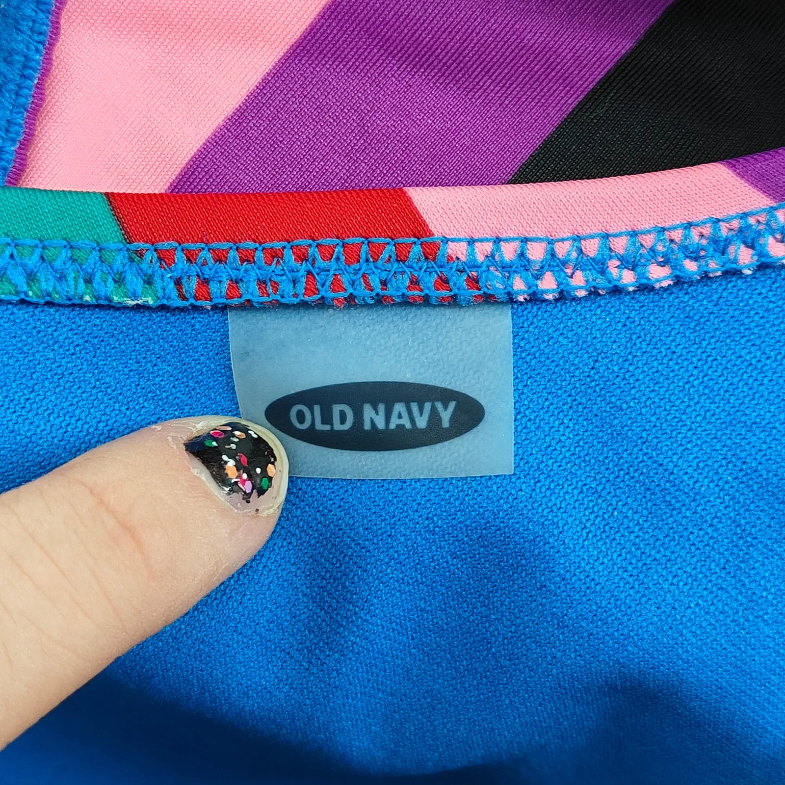 Old Navy Multicolor Stripe Single Shoulder Bikini Top Womens Large - Image 2