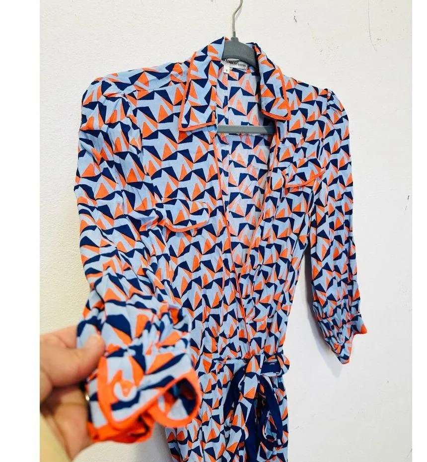 DOANE VON FURSTENBERG Women's Multicolored Geometric Print Ana Wrap Dress Size 8 - Image 6