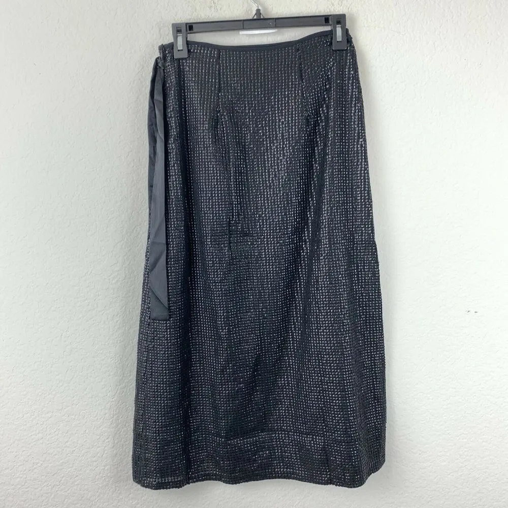 Something Navy  Wrap Sequin Midi Skirt - Image 3