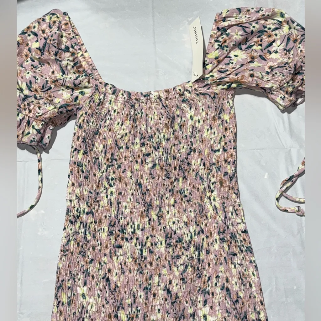 Women’s Timing Los Angels Small Pink Stretch Floral Dress NEW - Image 4